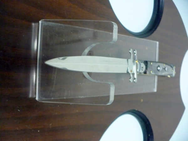 Swinguard Frank Beltrame - italian stiletto 28 cm - corno di bufalo scuro - lama dagger FB 550/58- 7