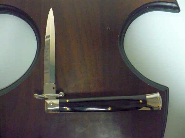 Swinguard Frank Beltrame - italian stiletto 28 cm - corno di bufalo scuro - lama dagger FB 550/58- 7
