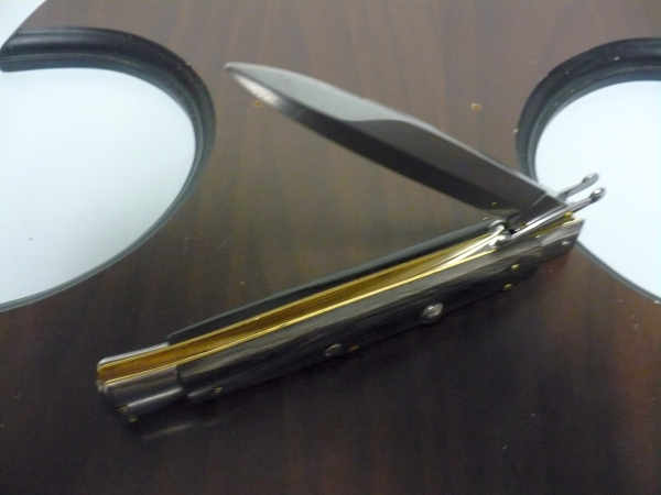 Swinguard Frank Beltrame - italian stiletto 28 cm - corno di bufalo scuro - lama dagger FB 550/58- 7