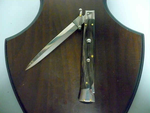 Swinguard Frank Beltrame - italian stiletto 28 cm - corno di bufalo scuro - lama dagger FB 550/58- 7