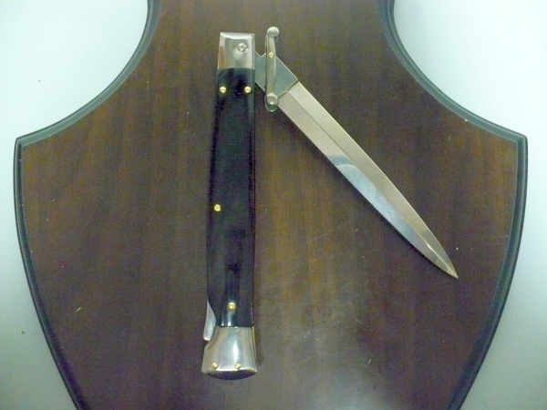 Swinguard Frank Beltrame - italian stiletto 28 cm - corno di bufalo scuro - lama dagger FB 550/58- 7