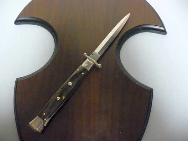 Swinguard Frank Beltrame - italian stiletto 28 cm - corno di bufalo scuro - lama dagger FB 550/58- 7
