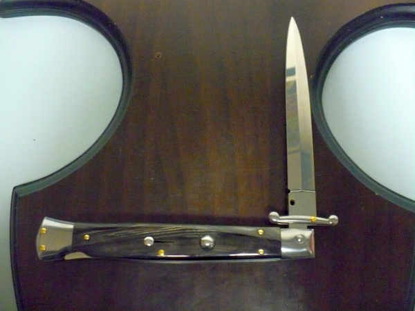 Swinguard Frank Beltrame - italian stiletto 28 cm - corno di bufalo scuro - lama dagger FB 550/58- 7