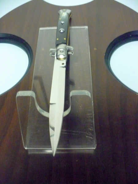 Frank Beltrame - italian stiletto, coltello a scatto, 28 cm -bufalo brasiliano, lama baionetta FB 28/09B-8