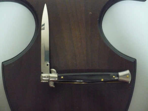 Frank Beltrame - italian stiletto, coltello a scatto, 28 cm -bufalo brasiliano, lama baionetta FB 28/09B-8