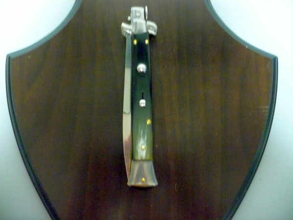 Frank Beltrame - italian stiletto, coltello a scatto, 28 cm -bufalo brasiliano, lama baionetta FB 28/09B-8