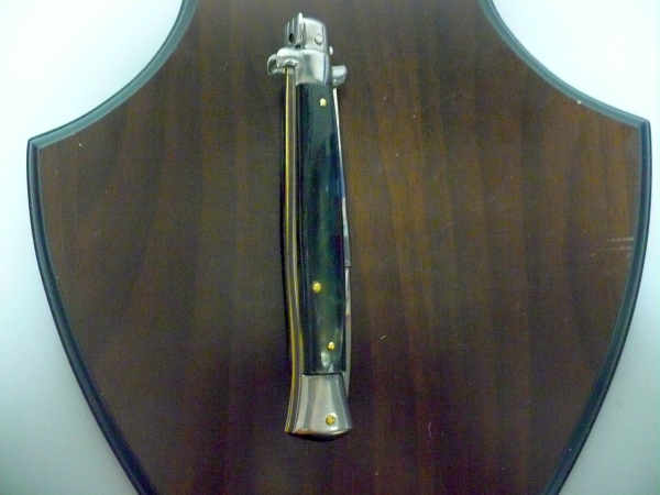 Frank Beltrame - italian stiletto, coltello a scatto, 28 cm -bufalo brasiliano, lama baionetta FB 28/09B-8