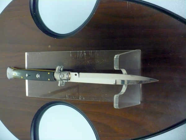 Frank Beltrame - italian stiletto, coltello a scatto, 28 cm -bufalo brasiliano, lama baionetta FB 28/09B-8