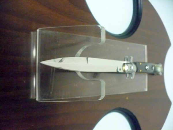 Frank Beltrame - italian stiletto, coltello a scatto, 28 cm -bufalo brasiliano, lama baionetta FB 28/09B-8