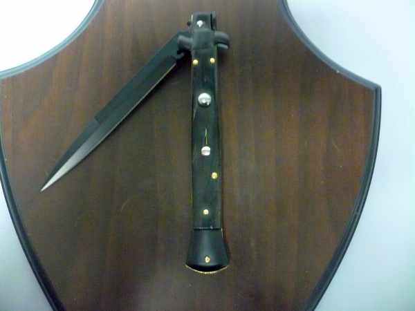 Frank Beltrame , italian stiletto , pugnale - 28 cm , corno di bufalo scuro,baionetta teflonata nero, modello FB 28/58B - 8