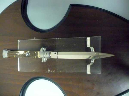 Coltello a scatto - pugnale -Frank Beltrame - italian stiletto 28 cm - corno di cervo / deer horn, lama dagger -  FB 28/63D - 8