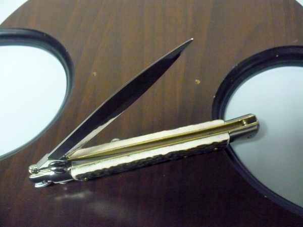 Coltello a scatto - pugnale -Frank Beltrame - italian stiletto 28 cm - corno di cervo / deer horn, lama dagger -  FB 28/63D - 8