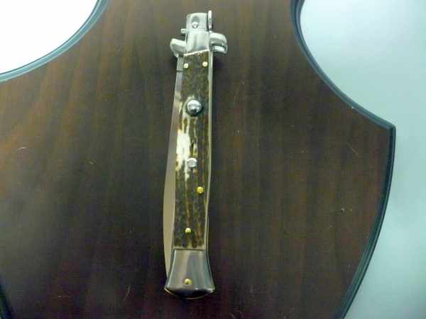 Coltello a scatto - pugnale -Frank Beltrame - italian stiletto 28 cm - corno di cervo / deer horn, lama dagger -  FB 28/63D - 8