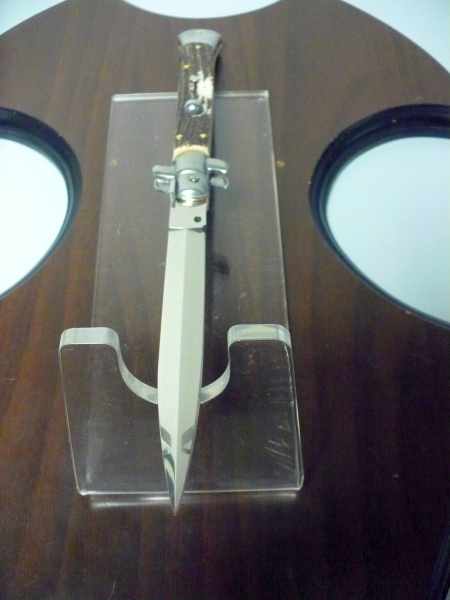 Coltello a scatto - pugnale -Frank Beltrame - italian stiletto 28 cm - corno di cervo / deer horn, lama dagger -  FB 28/63D - 8