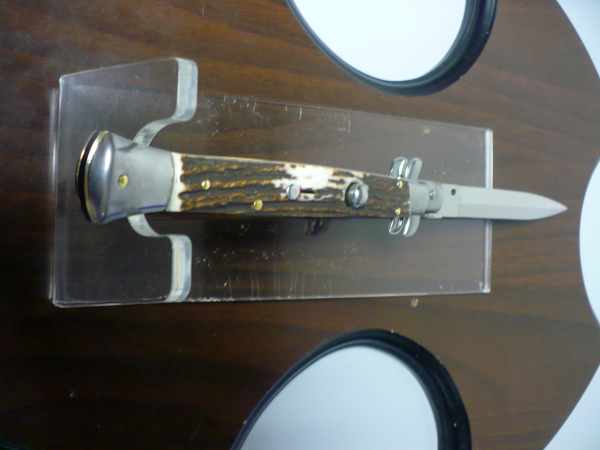 Coltello a scatto - pugnale -Frank Beltrame - italian stiletto 28 cm - corno di cervo / deer horn, lama dagger -  FB 28/63D - 8