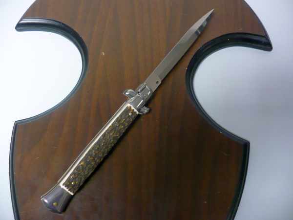 Coltello a scatto - pugnale -Frank Beltrame - italian stiletto 28 cm - corno di cervo / deer horn, lama dagger -  FB 28/63D - 8