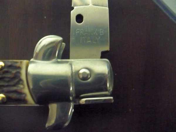 Coltello a scatto - pugnale -Frank Beltrame - italian stiletto 28 cm - corno di cervo / deer horn, lama dagger -  FB 28/63D - 8