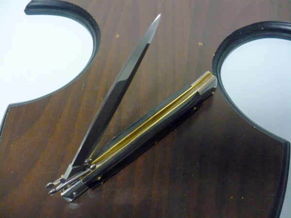 Swinguard Frank Beltrame - italian stiletto 28 cm - corno di bufalo scuro - lama dagger FB 550/58- 8