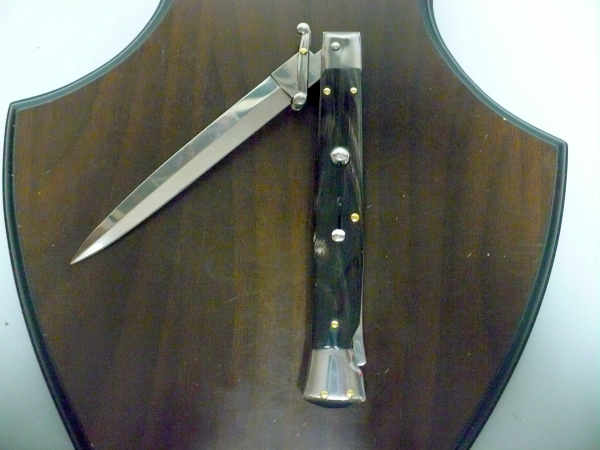 Swinguard Frank Beltrame - italian stiletto 28 cm - corno di bufalo scuro - lama dagger FB 550/58- 8