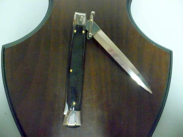 Swinguard Frank Beltrame - italian stiletto 28 cm - corno di bufalo scuro - lama dagger FB 550/58- 8