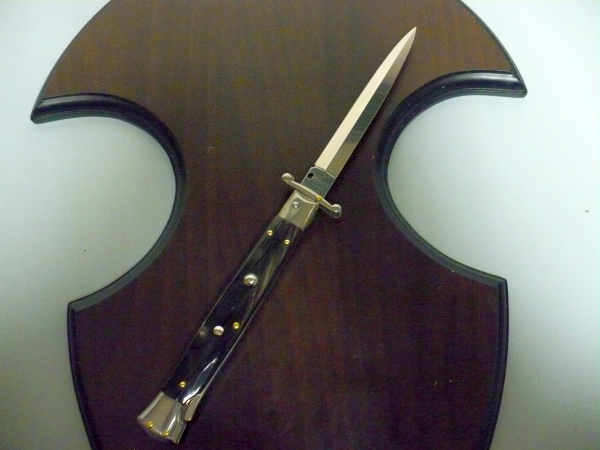 Swinguard Frank Beltrame - italian stiletto 28 cm - corno di bufalo scuro - lama dagger FB 550/58- 8