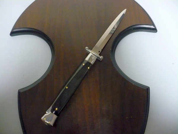 Swinguard Frank Beltrame - italian stiletto 28 cm - corno di bufalo scuro - lama dagger FB 550/58- 8