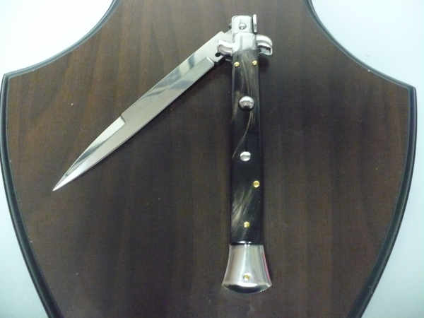 Frank Beltrame , italian stiletto , pugnale - 28 cm , corno di bufalo scuro, lama baionetta, modello FB 28/58B- 9