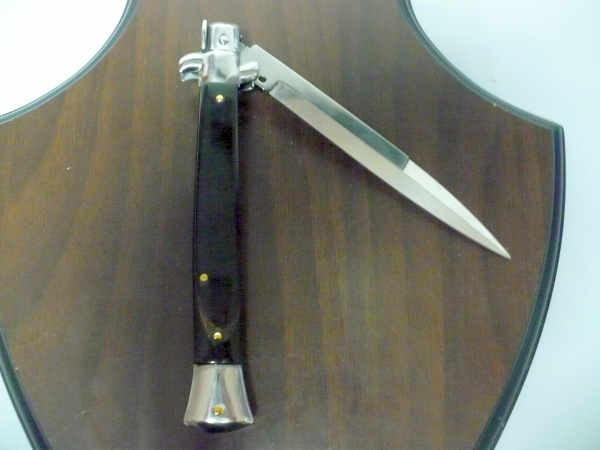 Frank Beltrame , italian stiletto , pugnale - 28 cm , corno di bufalo scuro, lama baionetta, modello FB 28/58B- 9