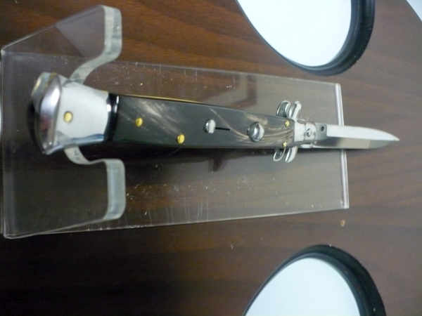 Frank Beltrame , italian stiletto , pugnale - 28 cm , corno di bufalo scuro, lama baionetta, modello FB 28/58B- 9