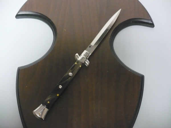 Frank Beltrame , italian stiletto , pugnale - 28 cm , corno di bufalo scuro, lama baionetta, modello FB 28/58B- 9
