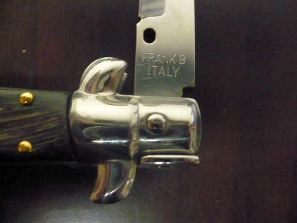 Frank Beltrame , italian stiletto , pugnale - 28 cm , corno di bufalo scuro, lama baionetta, modello FB 28/58B- 9
