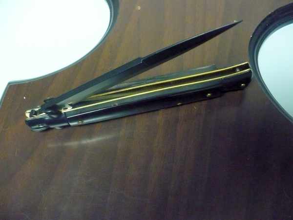 Frank Beltrame , italian stiletto , pugnale - 28 cm , corno di bufalo scuro,baionetta teflonata nero, modello FB 28/58B - 9