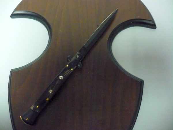 Frank Beltrame , italian stiletto , pugnale - 28 cm , corno di bufalo scuro,baionetta teflonata nero, modello FB 28/58B - 9