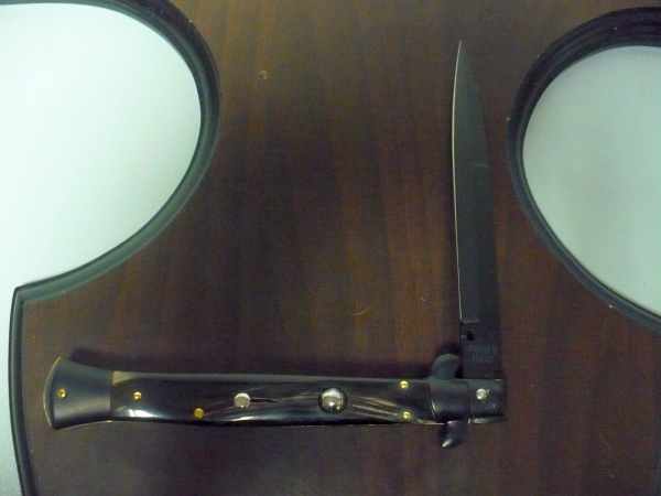 Frank Beltrame , italian stiletto , pugnale - 28 cm , corno di bufalo scuro,baionetta teflonata nero, modello FB 28/58B - 9