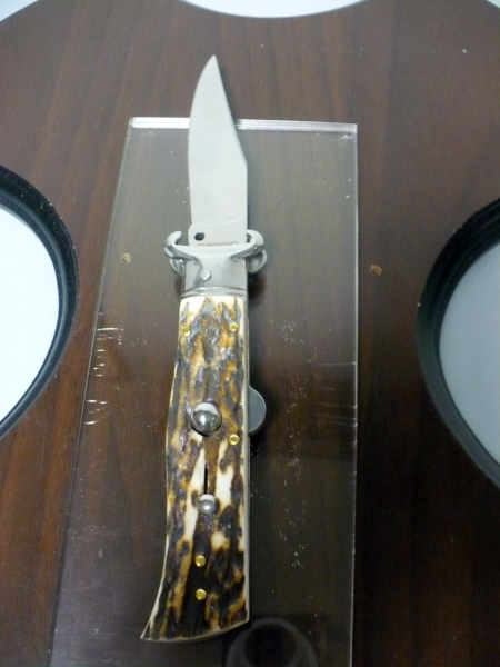 Famiglia Spadon - stiletto  calibro /20 - corno di cervo / deer horn - taglio classico clip point - 9