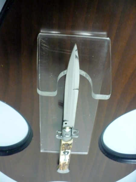 Coltello a scatto - pugnale -Frank Beltrame - italian stiletto 28 cm - corno di cervo / deer horn, lama baionetta-  FB 28/63B-9