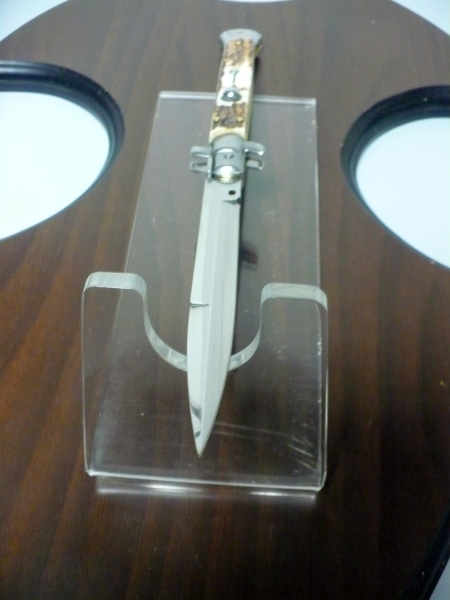 Coltello a scatto - pugnale -Frank Beltrame - italian stiletto 28 cm - corno di cervo / deer horn, lama baionetta-  FB 28/63B-9