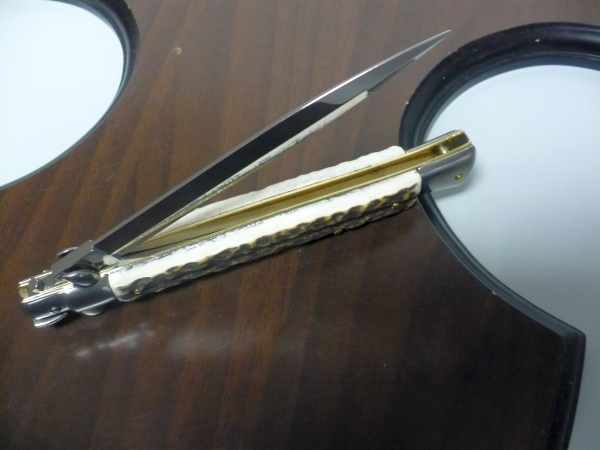 Coltello a scatto - pugnale -Frank Beltrame - italian stiletto 28 cm - corno di cervo / deer horn, lama dagger -  FB 28/63D - 9