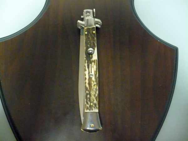 Coltello a scatto - pugnale -Frank Beltrame - italian stiletto 28 cm - corno di cervo / deer horn, lama dagger -  FB 28/63D - 9