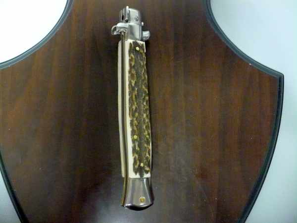 Coltello a scatto - pugnale -Frank Beltrame - italian stiletto 28 cm - corno di cervo / deer horn, lama dagger -  FB 28/63D - 9