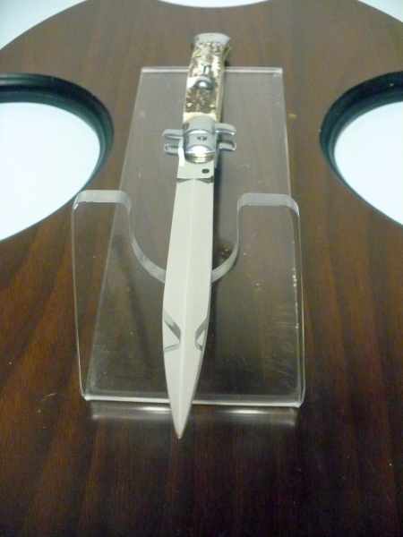 Coltello a scatto - pugnale -Frank Beltrame - italian stiletto 28 cm - corno di cervo / deer horn, lama dagger -  FB 28/63D - 9