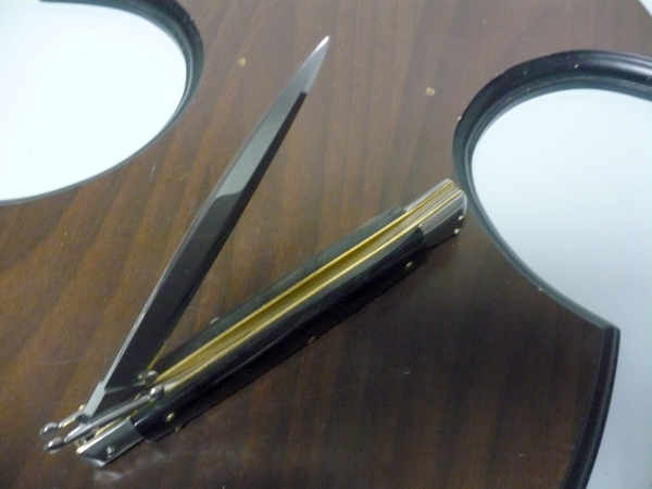 Swinguard Frank Beltrame - italian stiletto 28 cm - corno di bufalo scuro - lama dagger FB 550/58- 9
