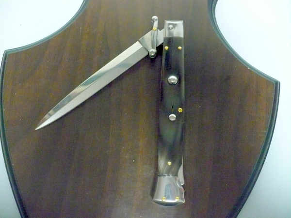Swinguard Frank Beltrame - italian stiletto 28 cm - corno di bufalo scuro - lama dagger FB 550/58- 9