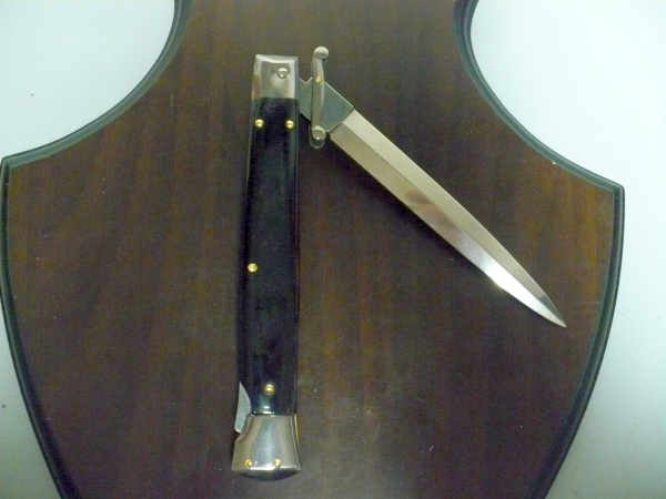 Swinguard Frank Beltrame - italian stiletto 28 cm - corno di bufalo scuro - lama dagger FB 550/58- 9