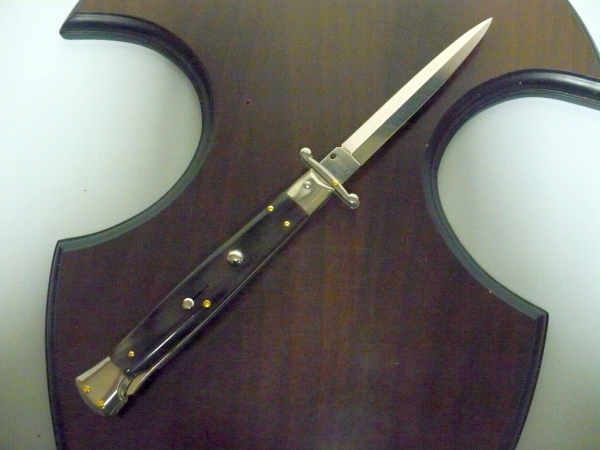 Swinguard Frank Beltrame - italian stiletto 28 cm - corno di bufalo scuro - lama dagger FB 550/58- 9