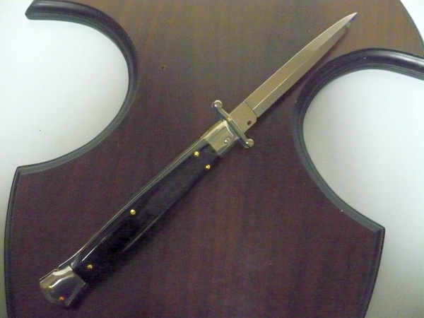 Swinguard Frank Beltrame - italian stiletto 28 cm - corno di bufalo scuro - lama dagger FB 550/58- 9