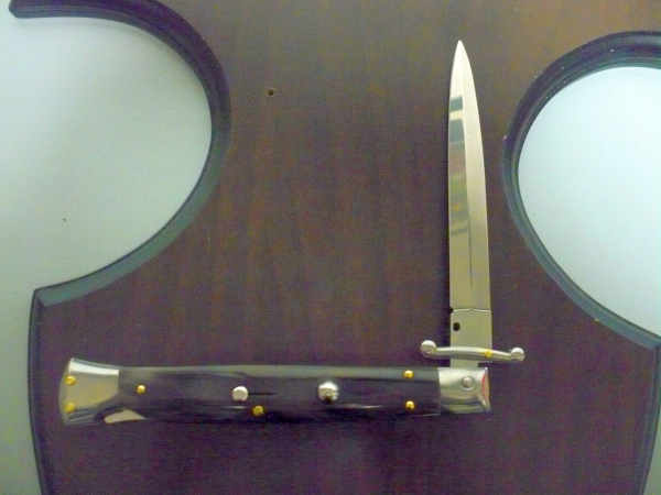 Swinguard Frank Beltrame - italian stiletto 28 cm - corno di bufalo scuro - lama dagger FB 550/58- 9