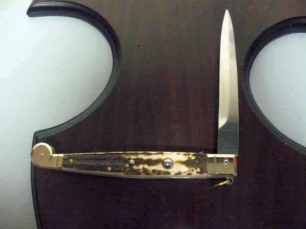 Siciliano A.G.A. Campolin- sicilian fighting - italian stiletto 30 cm - corno di cervo / deer horn - 9