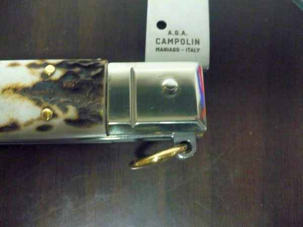 Siciliano A.G.A. Campolin- sicilian fighting - italian stiletto 30 cm - corno di cervo / deer horn - 9