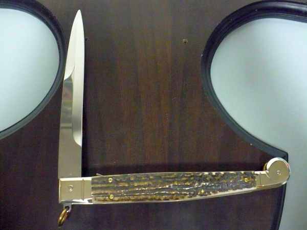 Siciliano A.G.A. Campolin- sicilian fighting - italian stiletto 30 cm - corno di cervo / deer horn - 9